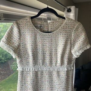 NEVER WORN still with tags Sara Campbell S/S Tweed shift w/Patch pockets ivory